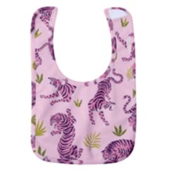 Pink Tigers And Tropical Leaves Patern Baby Bib by Sarkoni