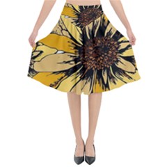 Colorful Seamless Floral Pattern Flared Midi Skirt by Sarkoni