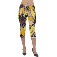 Colorful Seamless Floral Pattern Lightweight Velour Capri Leggings  by Sarkoni