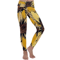 Colorful Seamless Floral Pattern Kids  Lightweight Velour Classic Yoga Leggings