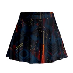 Architecture City Pixel Art Mini Flare Skirt by Sarkoni