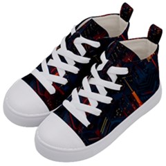 Architecture City Pixel Art Kids  Mid-top Canvas Sneakers by Sarkoni