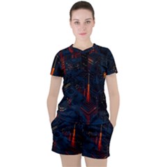 Architecture City Pixel Art Women s T-shirt And Shorts Set