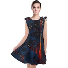 Architecture City Pixel Art Tie Up Tunic Dress by Sarkoni