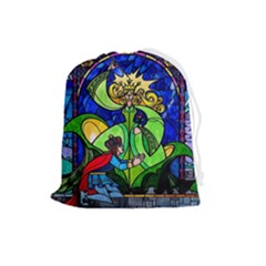 Beauty And The Beast Stained Glass Rose Drawstring Pouch (large) by Sarkoni