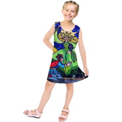 Beauty And The Beast Stained Glass Rose Kids  Tunic Dress by Sarkoni