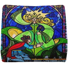 Beauty And The Beast Stained Glass Rose Seat Cushion by Sarkoni