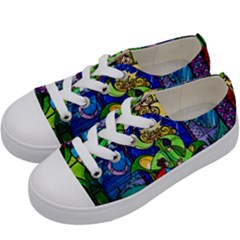 Beauty And The Beast Stained Glass Rose Kids  Low Top Canvas Sneakers by Sarkoni