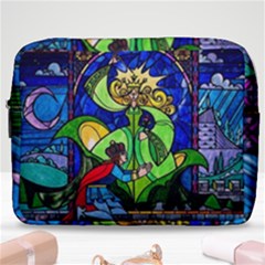 Beauty And The Beast Stained Glass Rose Make Up Pouch (large) by Sarkoni