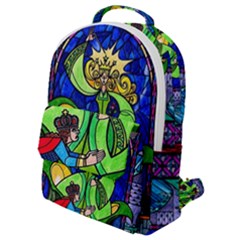 Beauty And The Beast Stained Glass Rose Flap Pocket Backpack (small) by Sarkoni