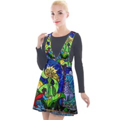 Beauty And The Beast Stained Glass Rose Plunge Pinafore Velour Dress by Sarkoni