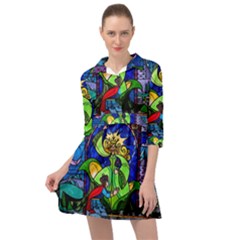 Beauty And The Beast Stained Glass Rose Mini Skater Shirt Dress by Sarkoni