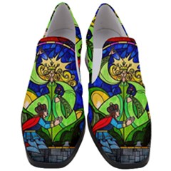 Beauty And The Beast Stained Glass Rose Women Slip On Heel Loafers by Sarkoni