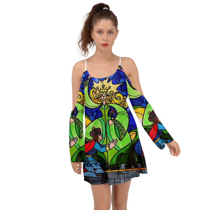 Beauty And The Beast Stained Glass Rose Boho Dress