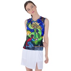 Beauty And The Beast Stained Glass Rose Women s Sleeveless Sports Top by Sarkoni