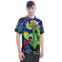 Beauty And The Beast Stained Glass Rose Men s Polo T-shirt by Sarkoni