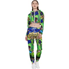 Beauty And The Beast Stained Glass Rose Cropped Zip Up Lounge Set by Sarkoni