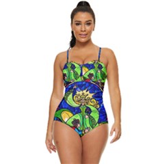 Beauty And The Beast Stained Glass Rose Retro Full Coverage Swimsuit by Sarkoni