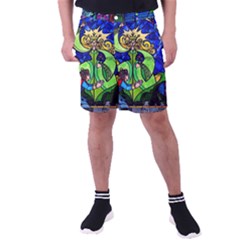 Beauty And The Beast Stained Glass Rose Men s Pocket Shorts by Sarkoni