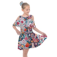 Cottagecore Kids  Shoulder Cutout Chiffon Dress by Valentinaart