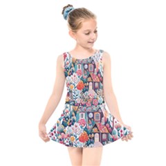 Cottagecore Kids  Skater Dress Swimsuit by Valentinaart