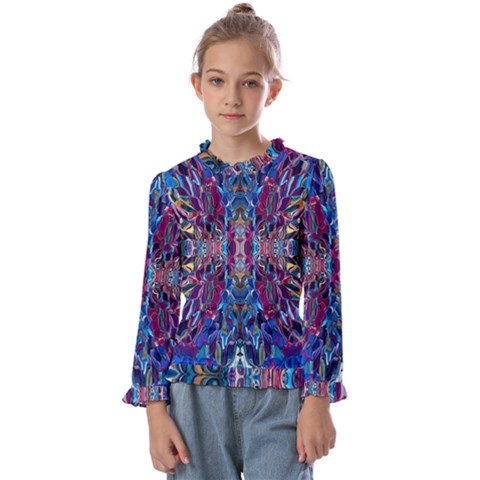 Cobalt Blend Kids  Frill Detail T-shirt by kaleidomarblingart