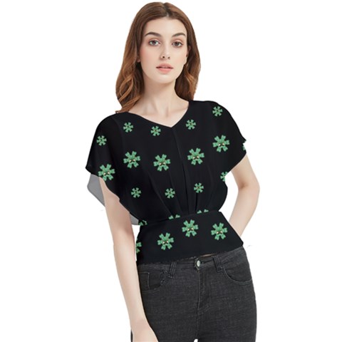 I Love Guitars In Pop Arts Blooming Style Butterfly Chiffon Blouse by pepitasart