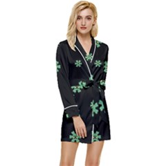 I Love Guitars In Pop Arts Blooming Style Long Sleeve Satin Robe by pepitasart