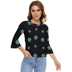 I Love Guitars In Pop Arts Blooming Style Bell Sleeve Top