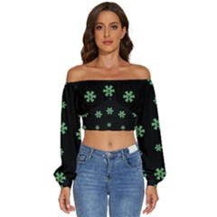 I Love Guitars In Pop Arts Blooming Style Long Sleeve Crinkled Weave Crop Top by pepitasart