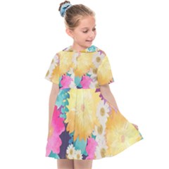 Watercolors Flowers Kids  Sailor Dress