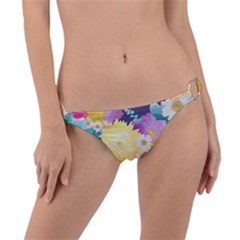 Watercolors Flowers Ring Detail Bikini Bottoms by LalyLauraFLM