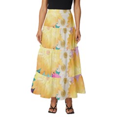 Watercolors Flowers Tiered Ruffle Maxi Skirt by LalyLauraFLM