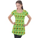 Summer Fun Pattern Puff Sleeve Tunic Top View1