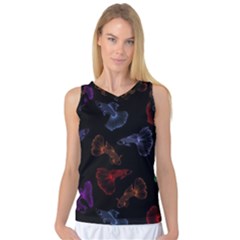 Vector Aquarium Guppies Seamless Fish Pattern With Black Background Women s Basketball Tank Top by Grandong