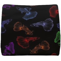 Vector Aquarium Guppies Seamless Fish Pattern With Black Background Seat Cushion by Grandong