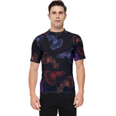 Vector Aquarium Guppies Seamless Fish Pattern With Black Background Men s Short Sleeve Rash Guard by Grandong