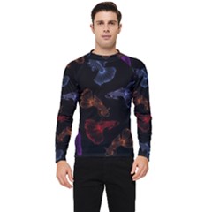 Vector Aquarium Guppies Seamless Fish Pattern With Black Background Men s Long Sleeve Rash Guard by Grandong