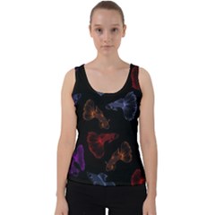 Vector Aquarium Guppies Seamless Fish Pattern With Black Background Velvet Tank Top by Grandong