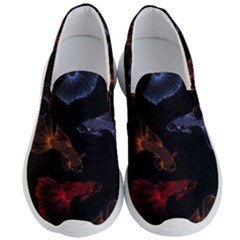 Vector Aquarium Guppies Seamless Fish Pattern With Black Background Men s Lightweight Slip Ons by Grandong