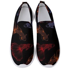 Vector Aquarium Guppies Seamless Fish Pattern With Black Background Men s Slip On Sneakers by Grandong