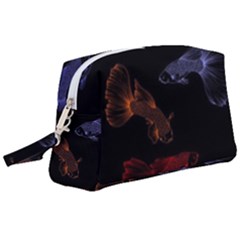 Vector Aquarium Guppies Seamless Fish Pattern With Black Background Wristlet Pouch Bag (large) by Grandong