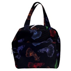 Vector Aquarium Guppies Seamless Fish Pattern With Black Background Boxy Hand Bag by Grandong