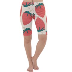 Seamless Strawberry Pattern Vector Cropped Leggings  by Grandong