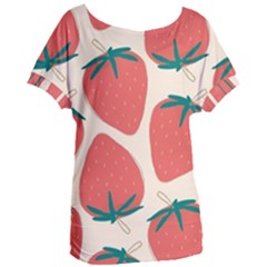 Seamless Strawberry Pattern Vector Women s Oversized T-shirt by Grandong