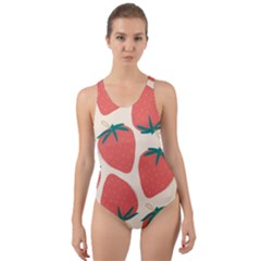 Seamless Strawberry Pattern Vector Cut-out Back One Piece Swimsuit by Grandong