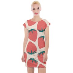 Seamless Strawberry Pattern Vector Cap Sleeve Bodycon Dress by Grandong