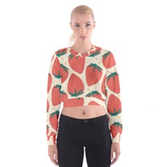 Seamless Strawberry Pattern Vector Cropped Sweatshirt by Grandong