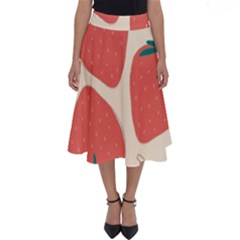 Seamless Strawberry Pattern Vector Perfect Length Midi Skirt by Grandong