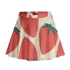 Seamless Strawberry Pattern Vector Mini Flare Skirt by Grandong